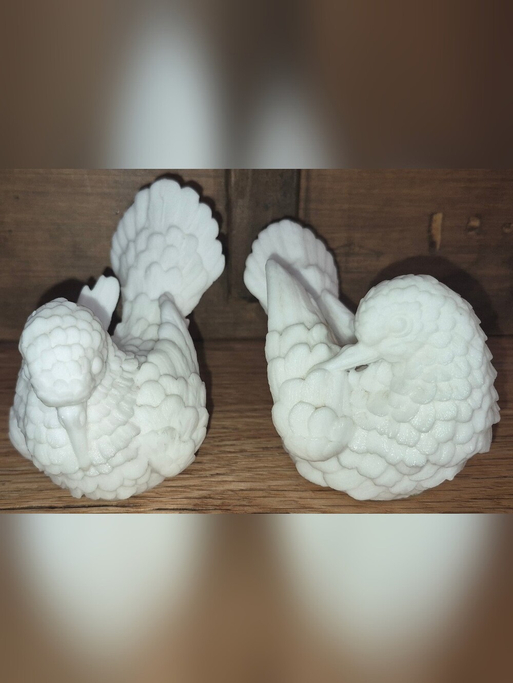 2 Vintage White Alabaster Dove figurines crafted in Italy by A. Santini